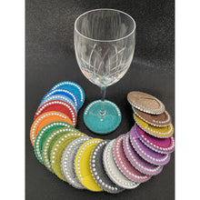 Load image into Gallery viewer, Wine & Champagne Bling Coaster 6 Pack Assorted Colours.