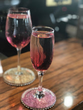 Load image into Gallery viewer, Wine & Champagne Bling Coaster 6 Pack Assorted Colours.