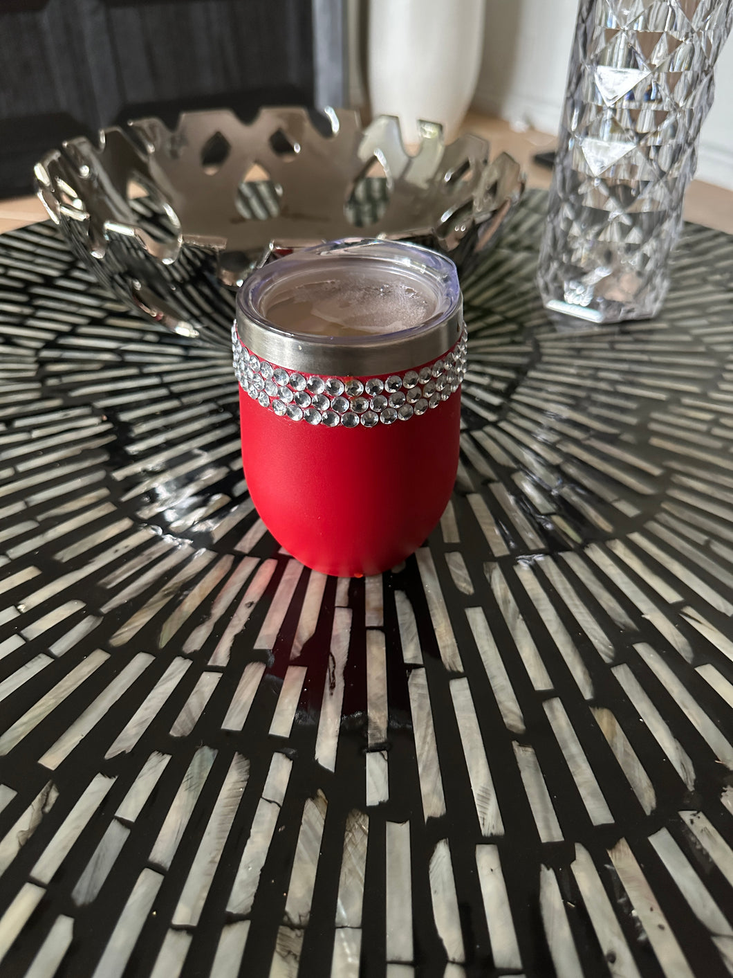 Glitz Bling Red Double Wall Insulated Cup 12oz Hot/ Cold Drinks