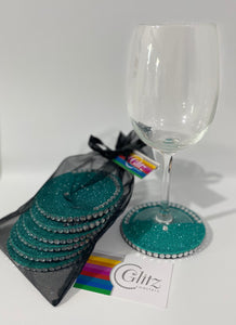 Wine & Champagne Bling Single Coaster non-slip