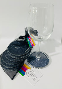 Wine & Champagne Bling Single Coaster non-slip