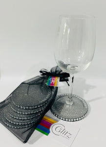 Wine & Champagne Bling Single Coaster non-slip