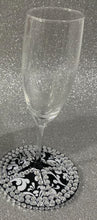 Load image into Gallery viewer, Wine Bling Wetsuit Coaster Black &amp; White Damask
